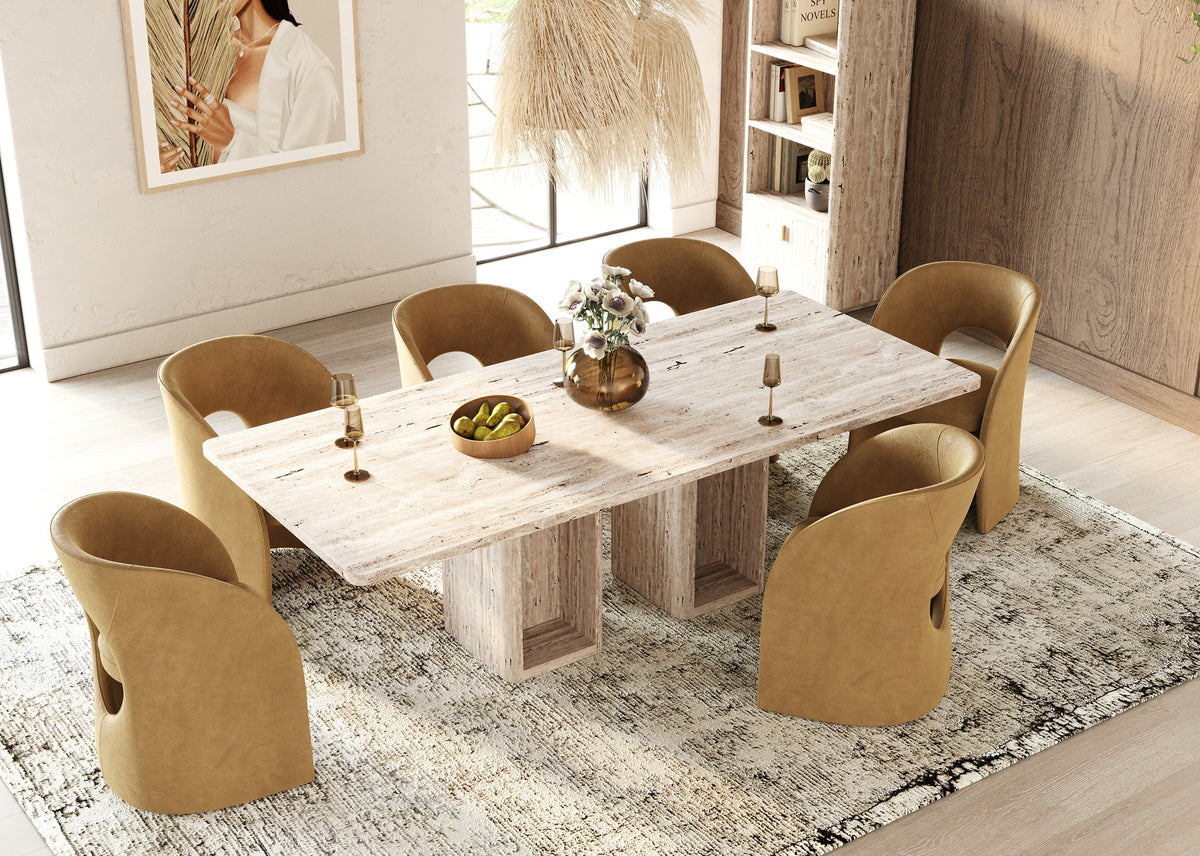 Roma - Modern Travertine Rectangular Dining Table by VIG Furniture - View 2