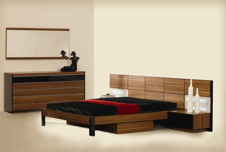 Rondo Mid-Century Platform Bed w/ Nightstands Storage And Lights by VIG Furniture - View 2