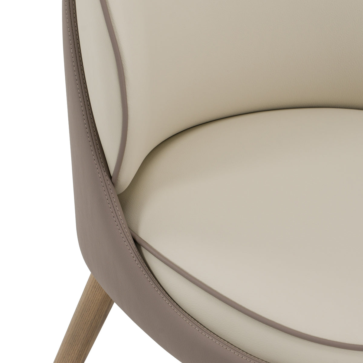 Pangea - Mid-Century Modern Cream & Taupe Vegan Leather + Grey Ash Dining Chair (Set of 2) by VIG Furniture - View 5