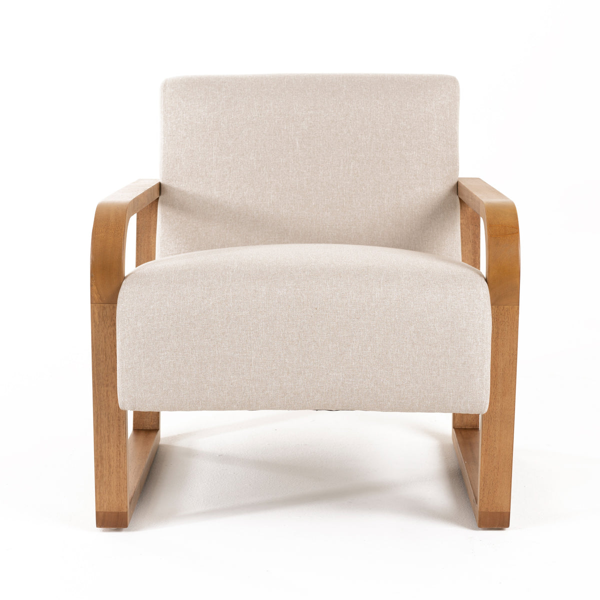 Sada - Mid-Century Modern Beige Linen + Chestnut Accent Chair by VIG Furniture - View 3
