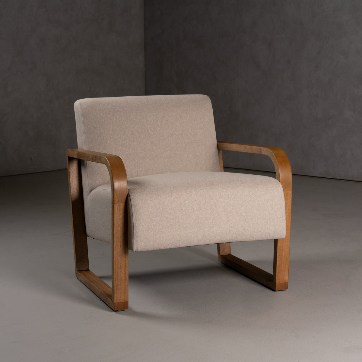 Sada - Mid-Century Modern Beige Linen + Chestnut Accent Chair by VIG Furniture - View 2