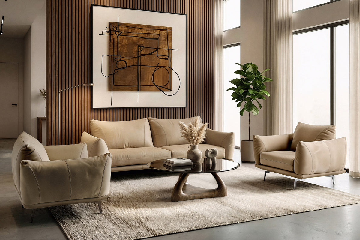 Saint Tropez - Modern Italian Beige Leather Sofa by VIG Furniture - View 7