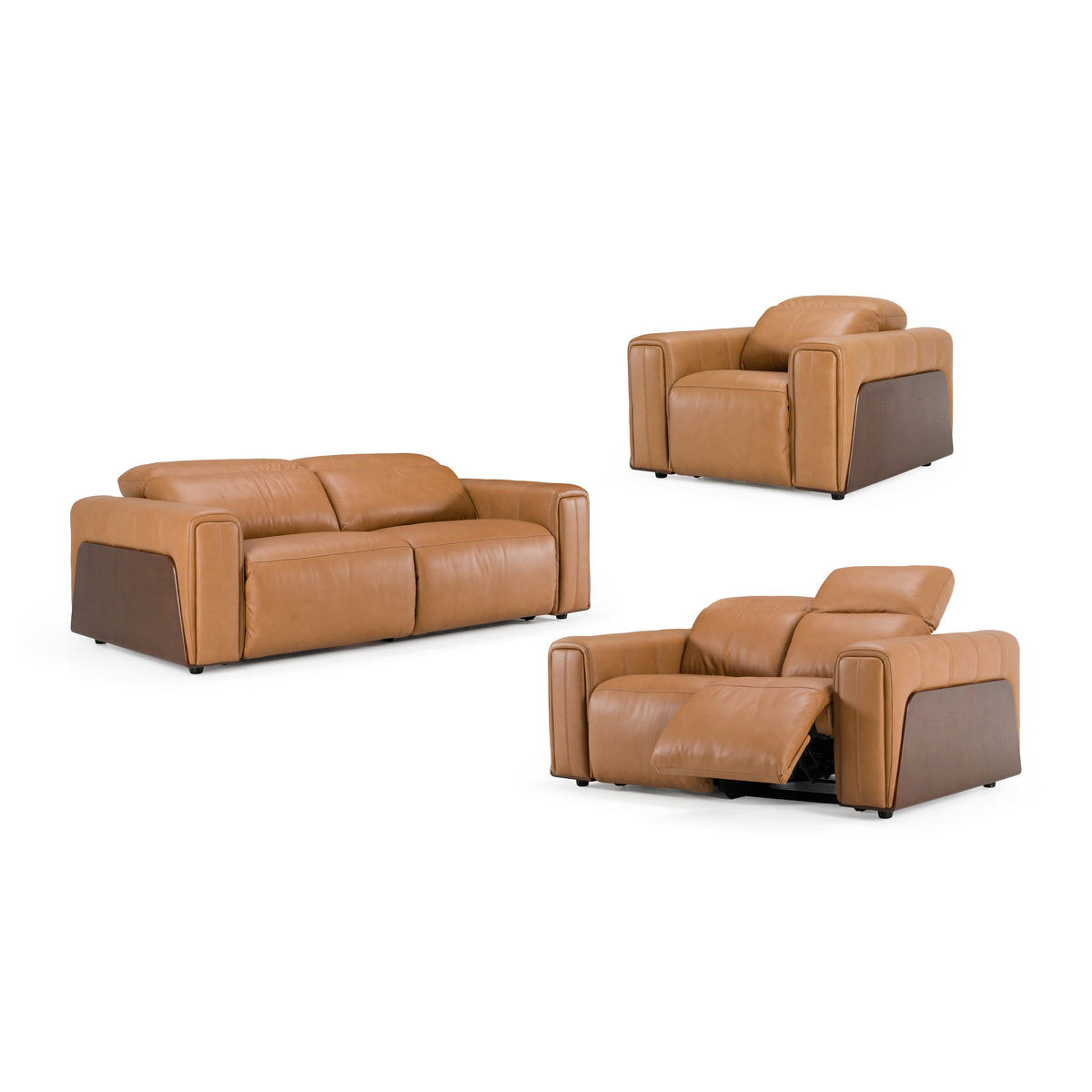 Sandstone - Modern Brown Leather Sofa Set w/ Electric Recliners by VIG Furniture - View 1