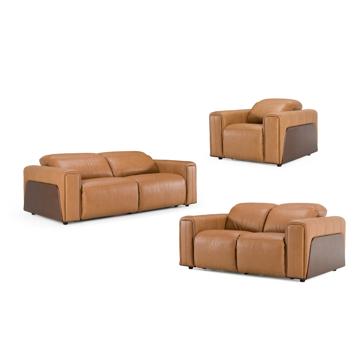 Sandstone - Modern Brown Leather Sofa Set w/ Electric Recliners by VIG Furniture - View 3