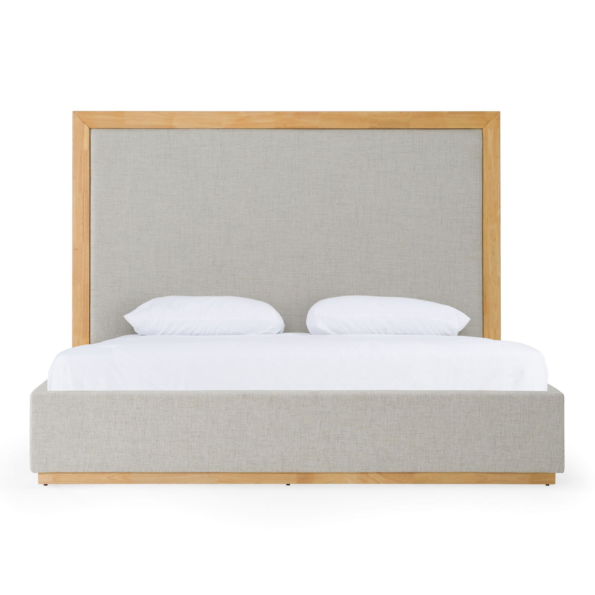 Queen Santa Barbara - Modern Grey Fabric + Natural Bed