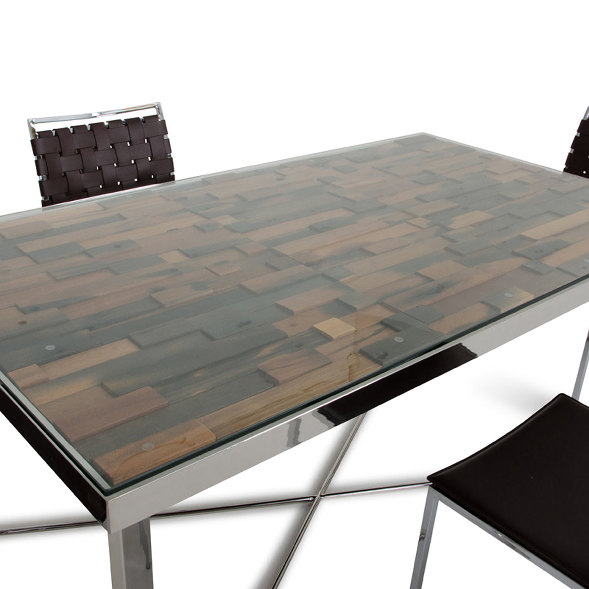 Santiago Modern Rectangular Wood Mosaic Dining Table by VIG Furniture - View 10
