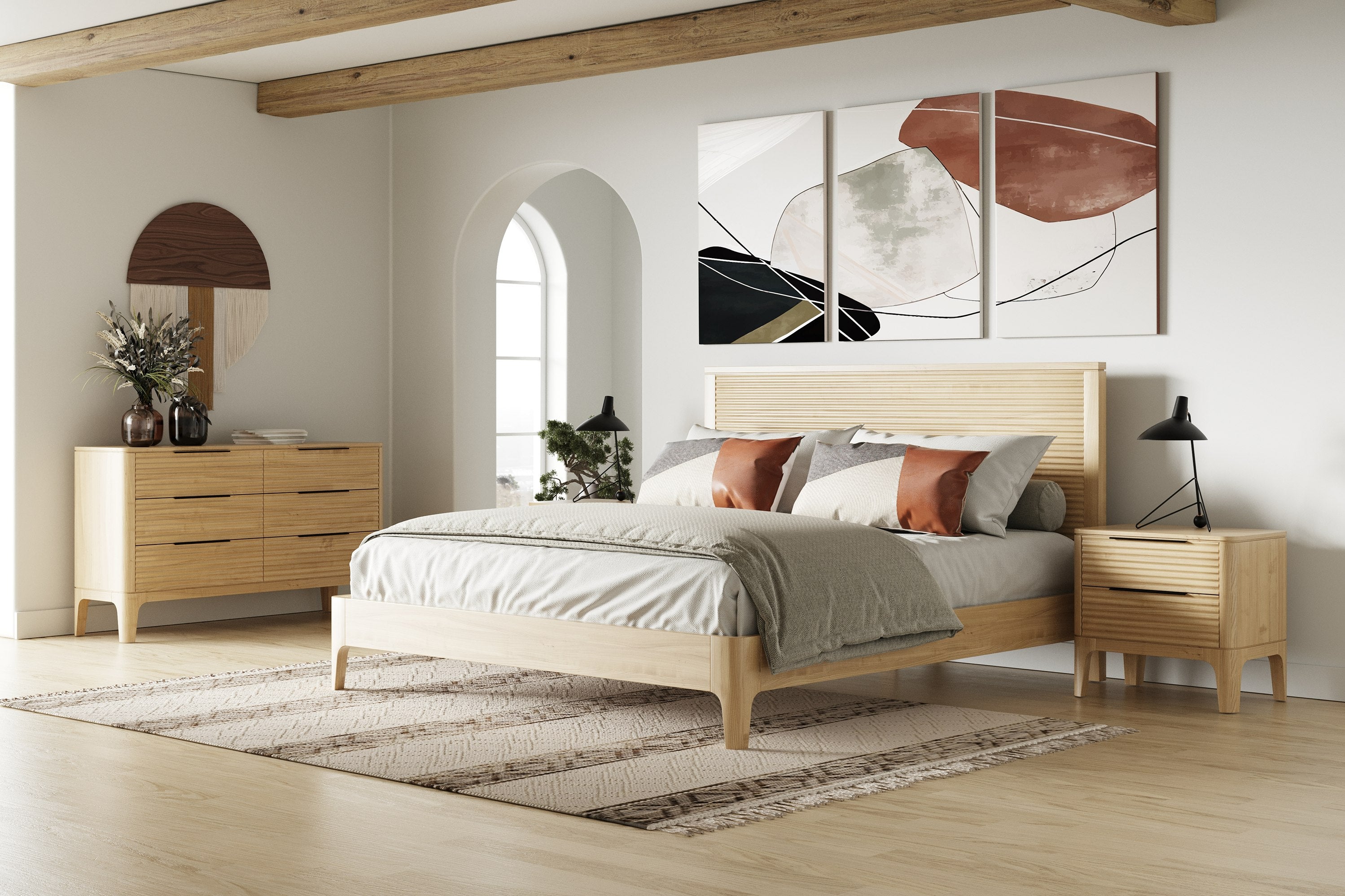 Queen Seattle - Modern Natural Oak Bedroom Set by VIG Furniture - View 1