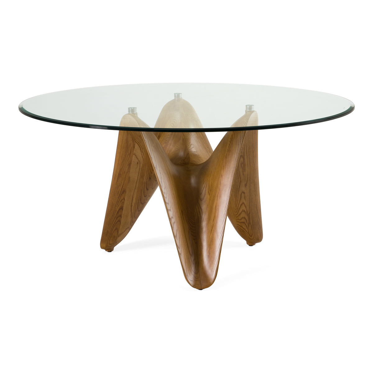 Seguin - Round Glass + Walnut Dining Table by VIG Furniture - View 2