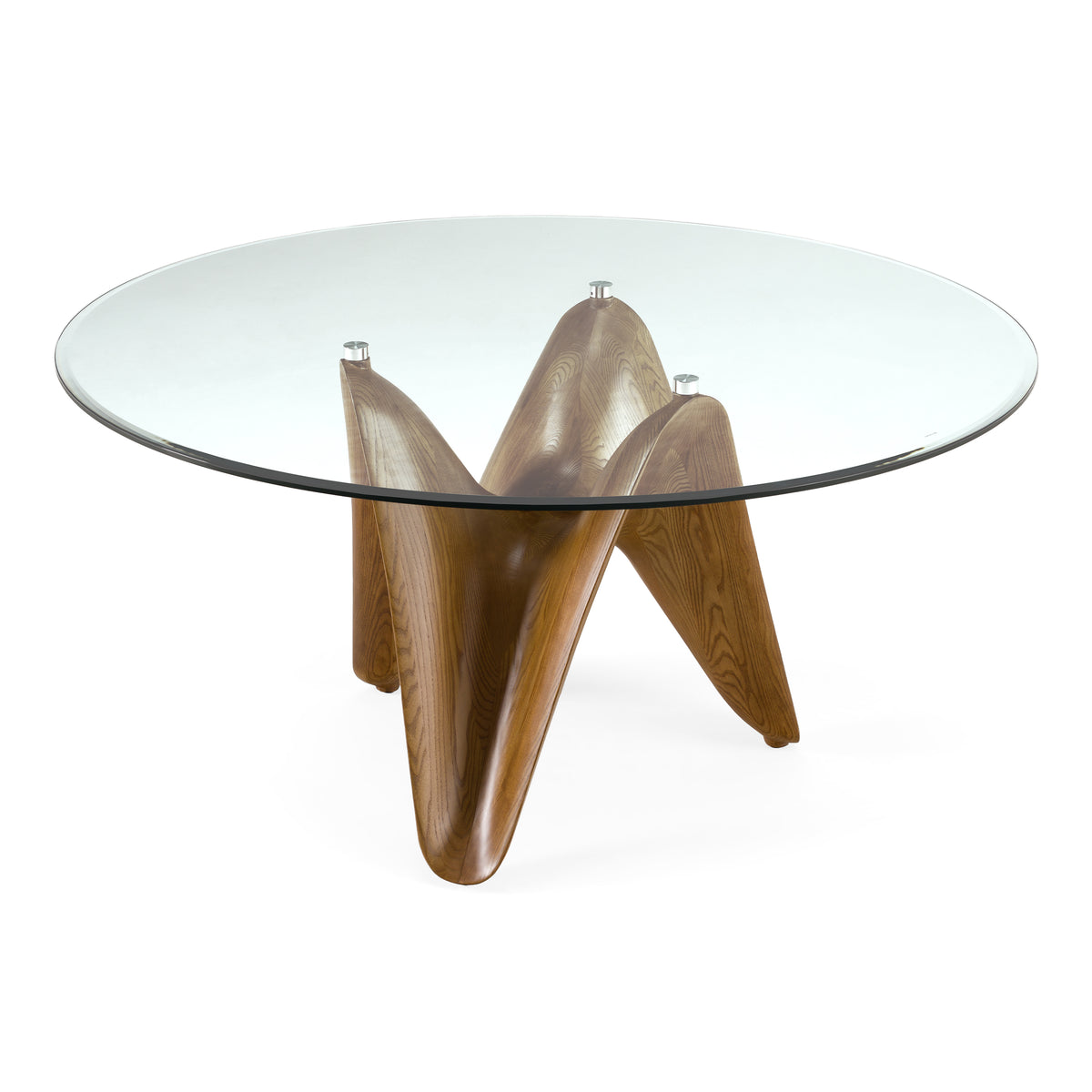 Seguin - Round Glass + Walnut Dining Table by VIG Furniture - View 3
