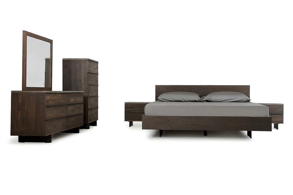 Eastern King Selma Modern Dark Aged Oak & Concrete Bedroom Set by VIG Furniture - View 2