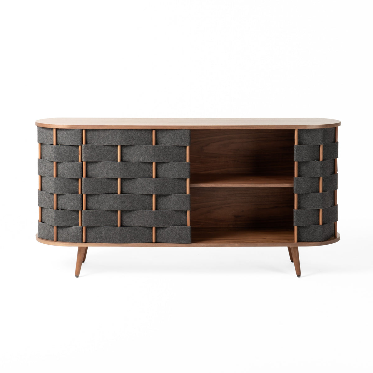 Sheridan - Mid-Century Modern Grey Fabric + Walnut Buffet by VIG Furniture - View 1