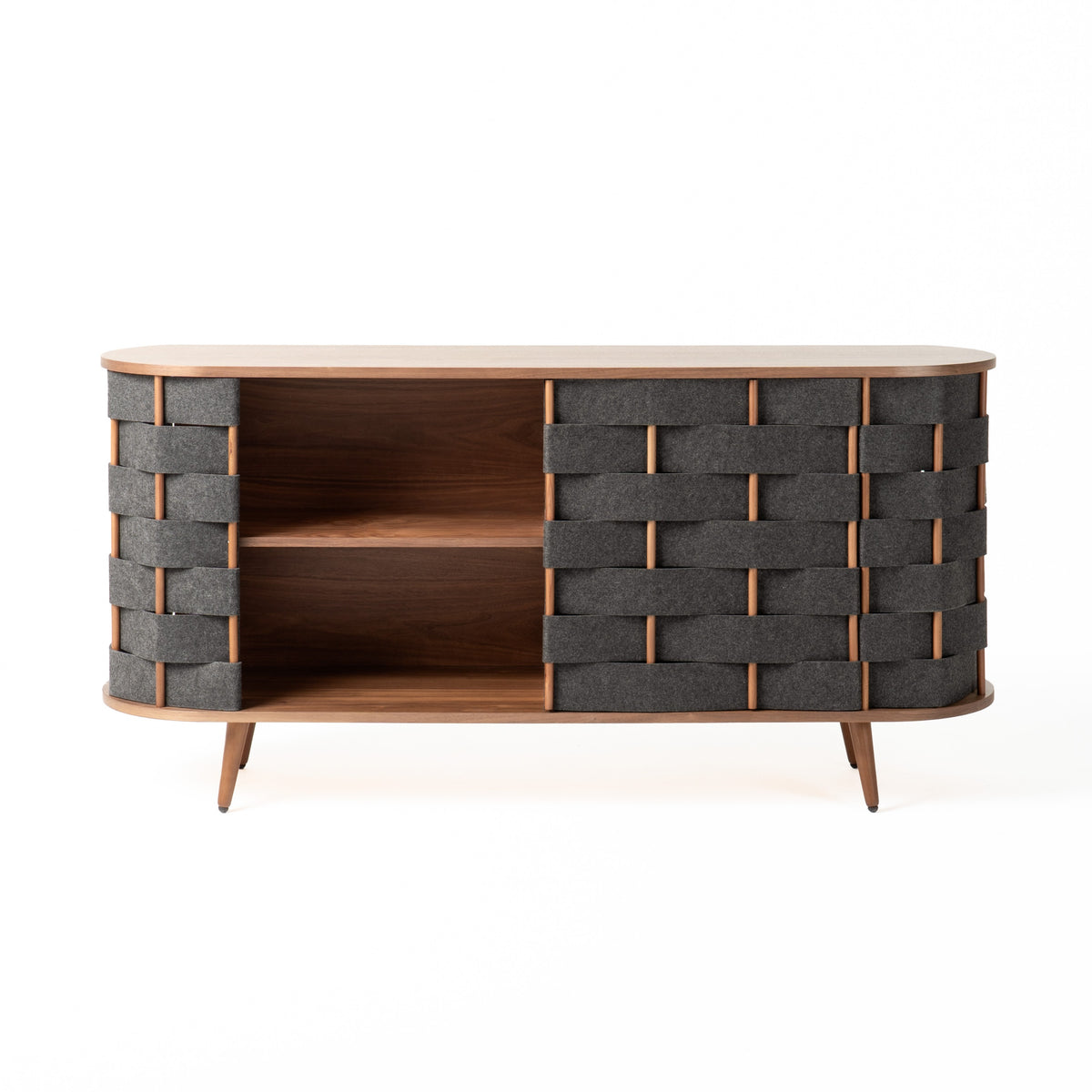 Sheridan - Mid-Century Modern Grey Fabric + Walnut Buffet by VIG Furniture - View 3