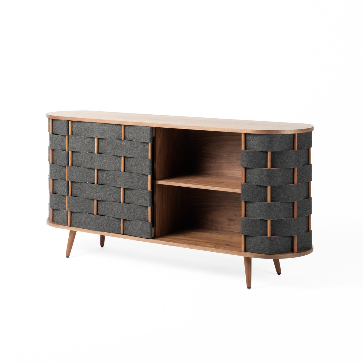 Sheridan - Mid-Century Modern Grey Fabric + Walnut Buffet by VIG Furniture - View 4