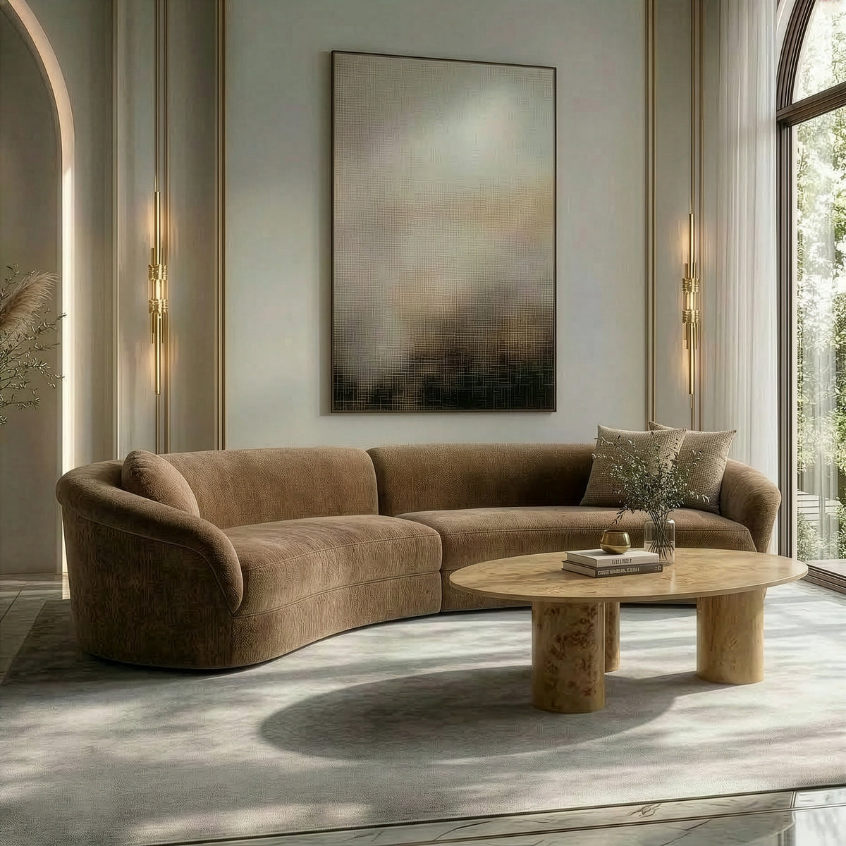 Sheth - Modern Brown Fabric Curved Sectional Sofa by VIG Furniture - View 6