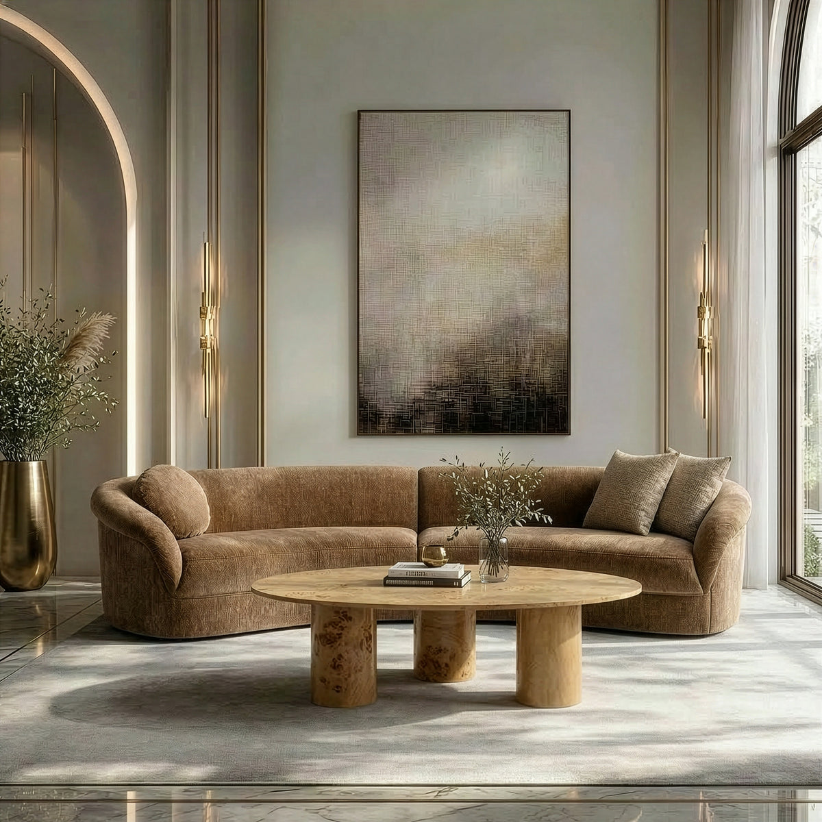 Sheth - Modern Brown Fabric Curved Sectional Sofa by VIG Furniture - View 5