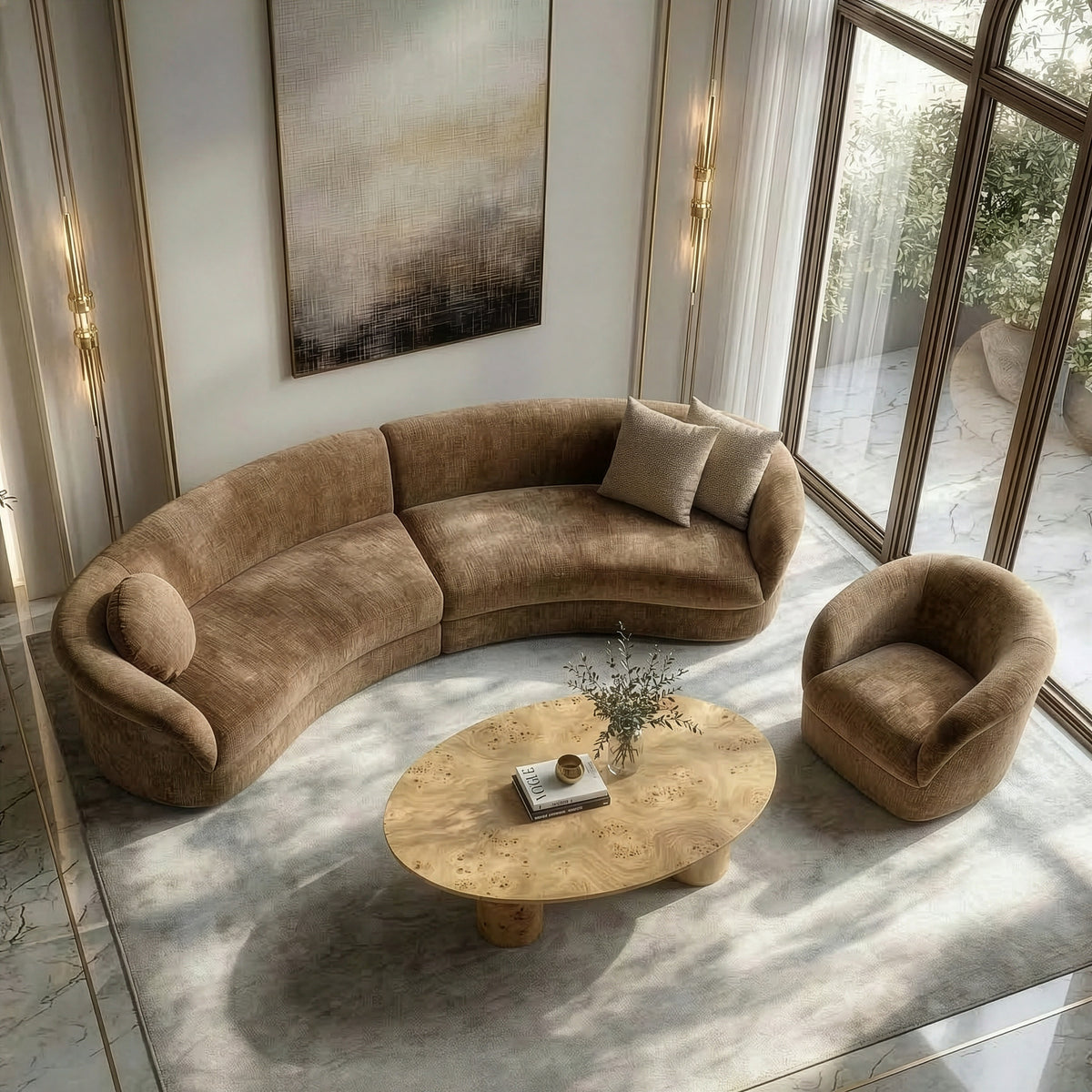 Sheth - Modern Brown Fabric Curved Sectional Sofa by VIG Furniture - View 7