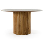 Shirley - Modern White Marble + Natural Acacia Round Dining Table by VIG Furniture - View 1
