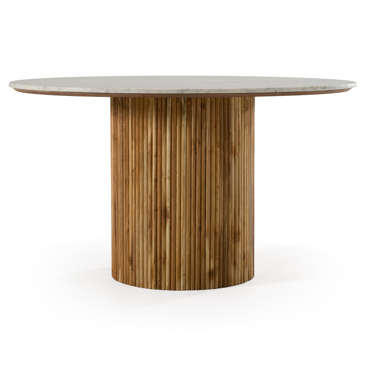 Shirley - Modern White Marble + Natural Acacia Round Dining Table by VIG Furniture - View 1