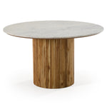 Shirley - Modern White Marble + Natural Acacia Round Dining Table by VIG Furniture - View 2