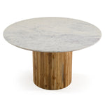 Shirley - Modern White Marble + Natural Acacia Round Dining Table by VIG Furniture - View 3