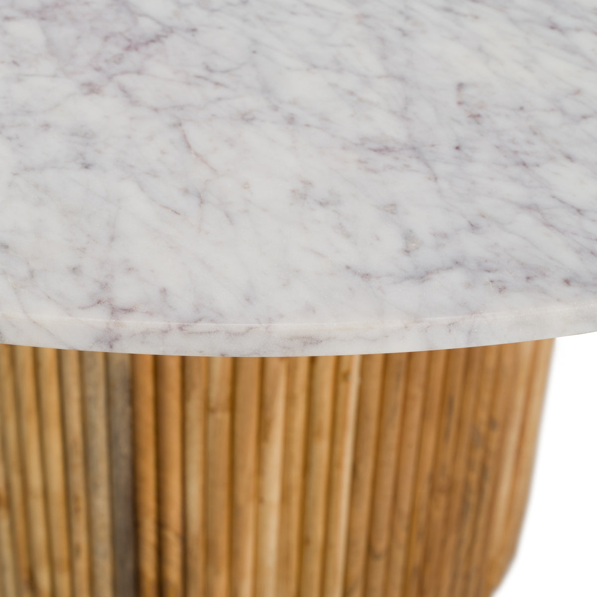 Shirley - Modern White Marble + Natural Acacia Round Dining Table by VIG Furniture - View 4