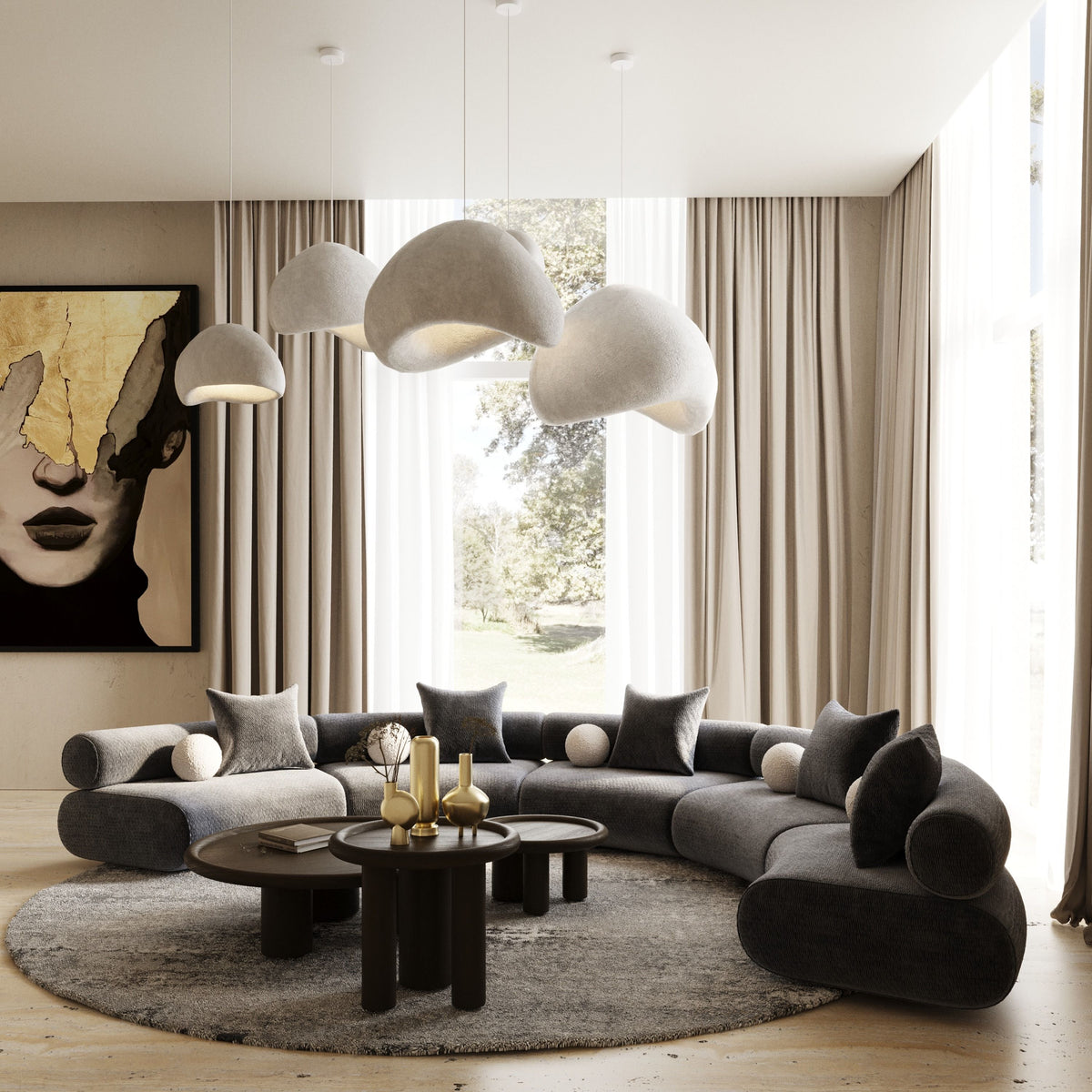 Simpson - Contemporary Dark Grey Fabric Curved Modular Sectional Sofa by VIG Furniture - View 1