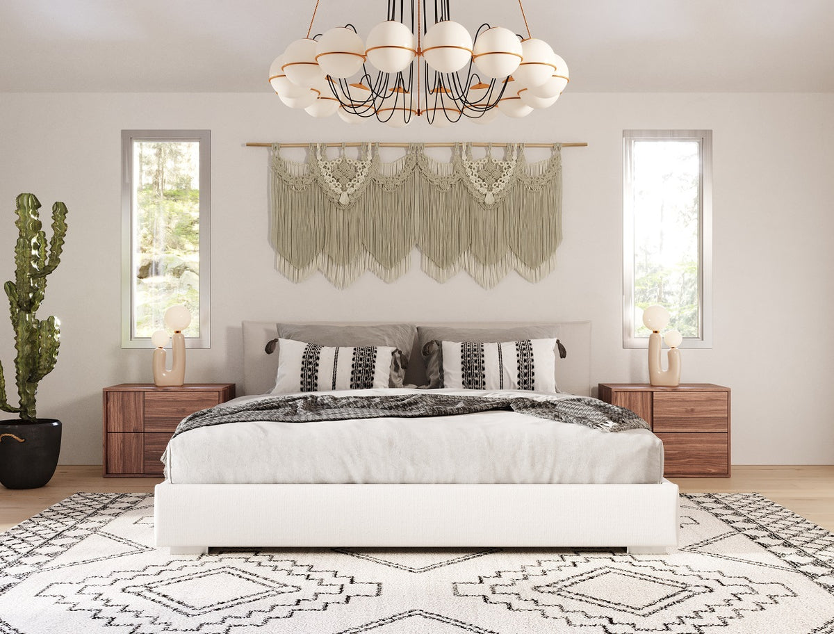Sogno - Italian Modern Beige Fabric Low Headboard EK Bed by VIG Furniture - View 2