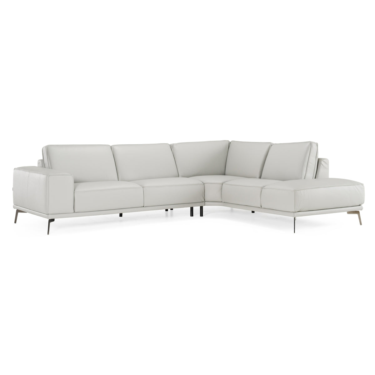 Soho - Italian Right Facing Light Grey Nirvana Leather Sectional Sofa by VIG Furniture - View 1