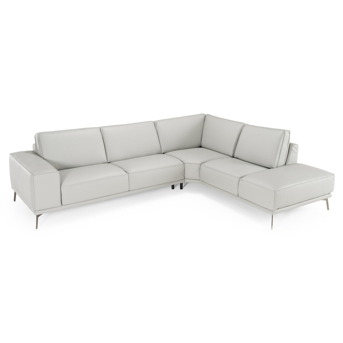 Soho - Italian Right Facing Light Grey Nirvana Leather Sectional Sofa by VIG Furniture - View 2