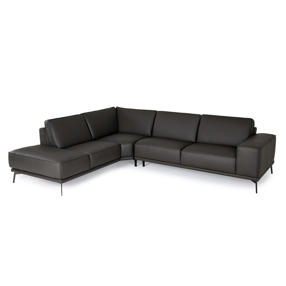 Soho - Italian Left Facing Grey Nirvana Fume Leather Sectional Sofa by VIG Furniture - View 1