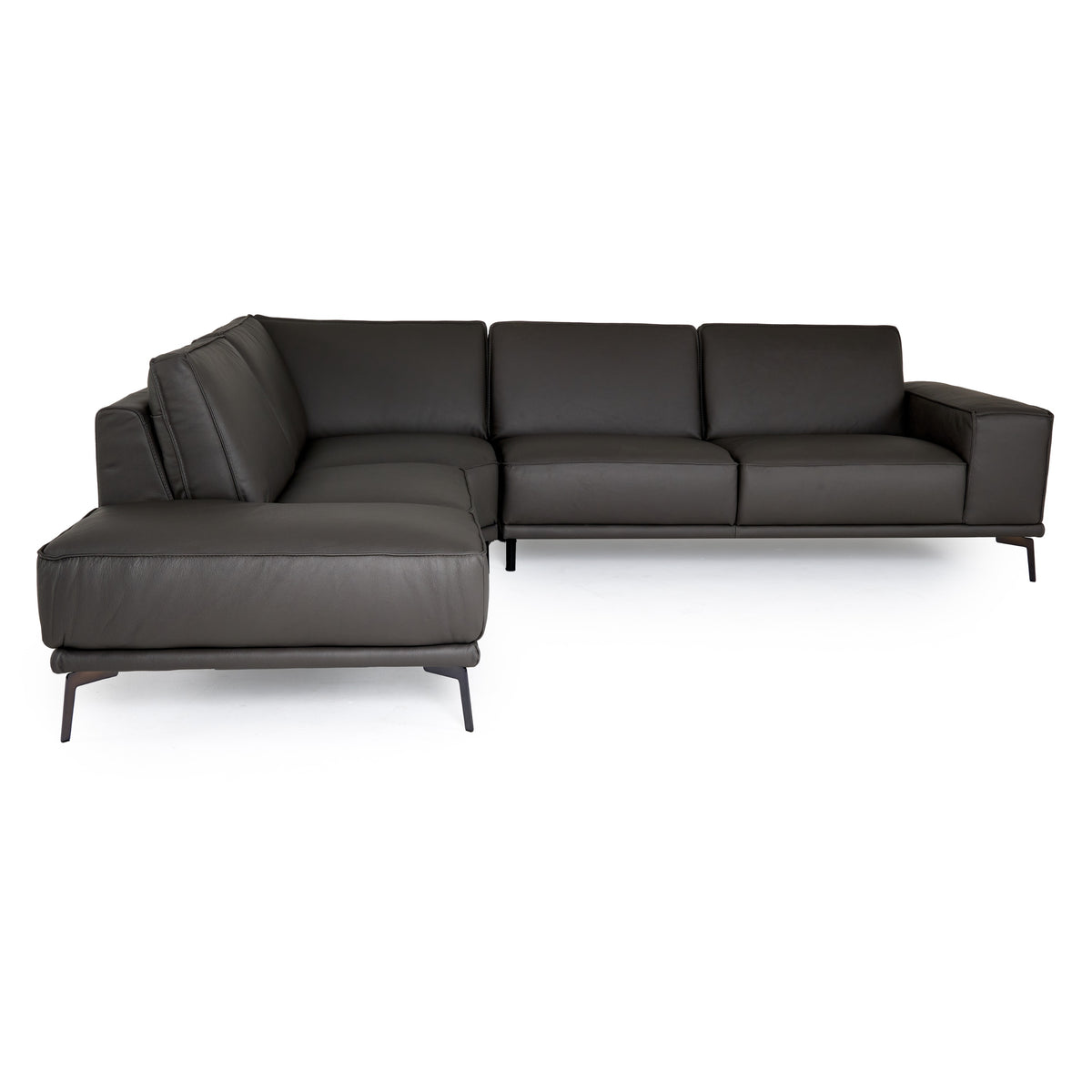 Soho - Italian Left Facing Grey Nirvana Fume Leather Sectional Sofa by VIG Furniture - View 2