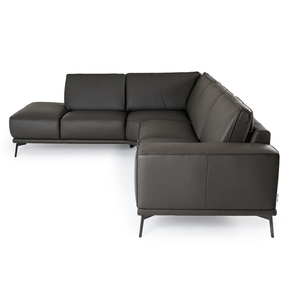 Soho - Italian Left Facing Grey Nirvana Fume Leather Sectional Sofa by VIG Furniture - View 3