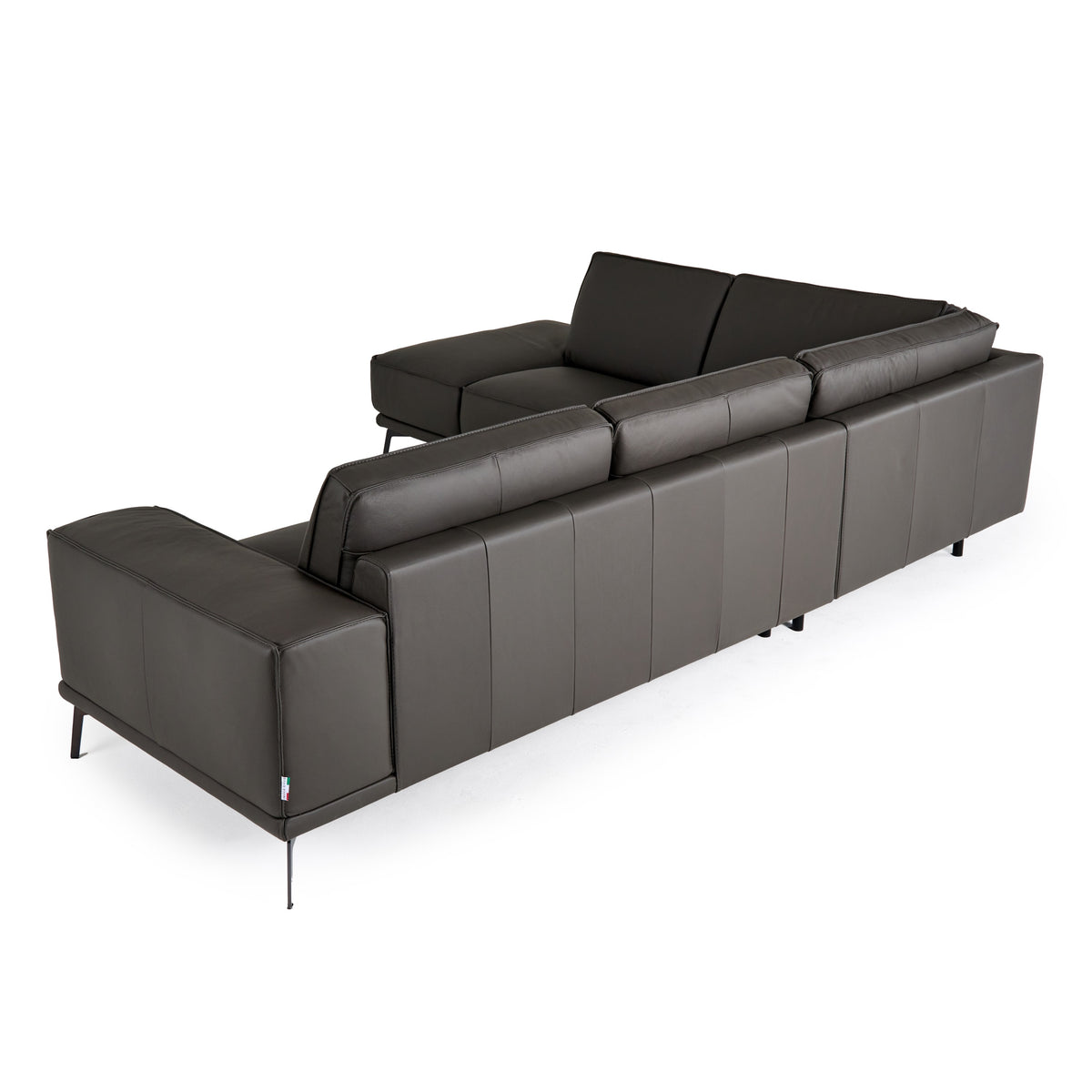 Soho - Italian Left Facing Grey Nirvana Fume Leather Sectional Sofa by VIG Furniture - View 5