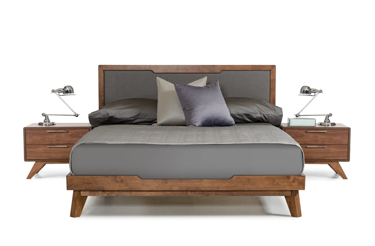 Soria Mid-Century Grey & Walnut Bed by VIG Furniture - View 3