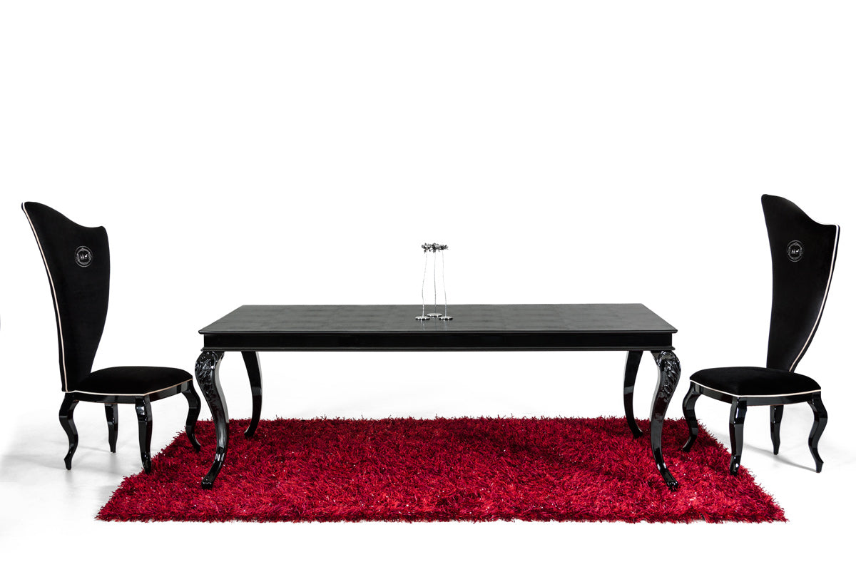 Sovereign Transitional Black Crocodile Dining Table w/ Black Gloss Legs by VIG Furniture - View 3