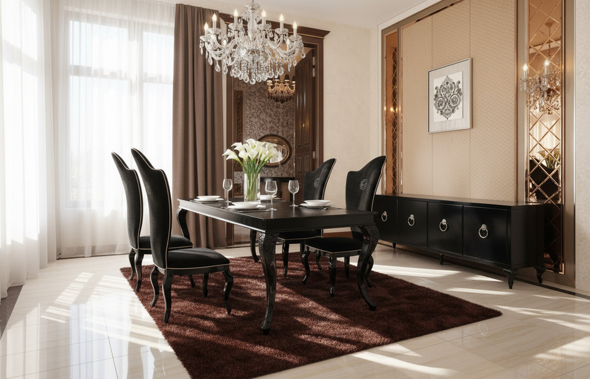 Sovereign Transitional Black Crocodile Dining Table w/ Black Gloss Legs by VIG Furniture - View 6