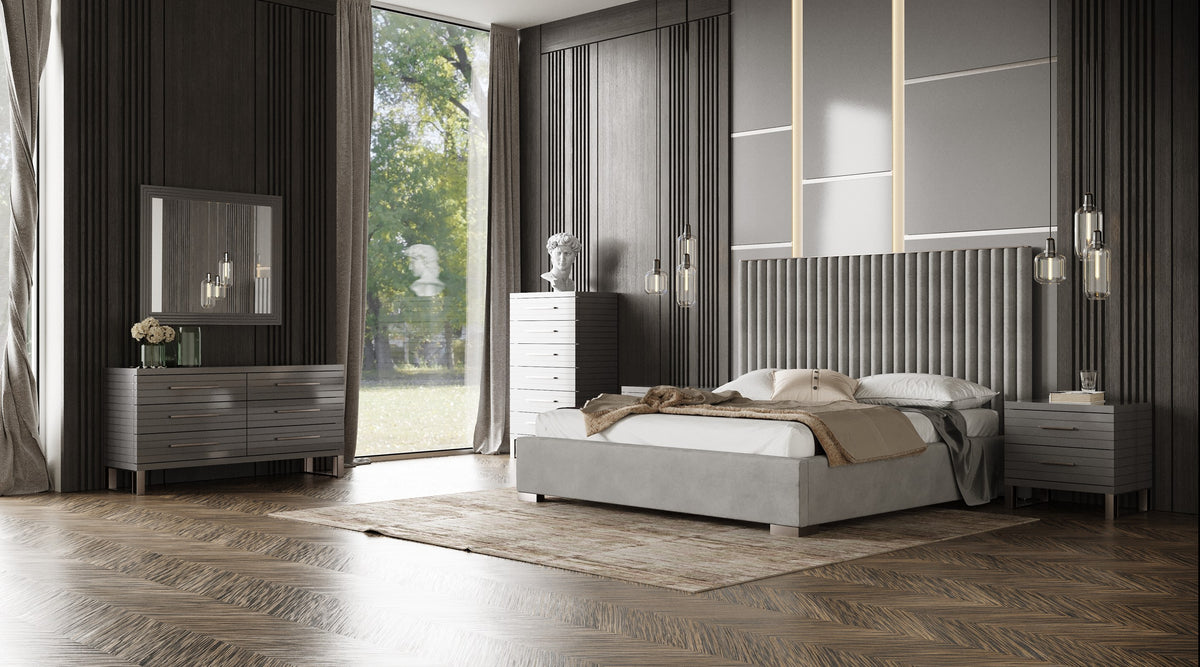 Splendor - Silver + Grey Velvet Upholstered King Platform Bed by VIG Furniture - View 4