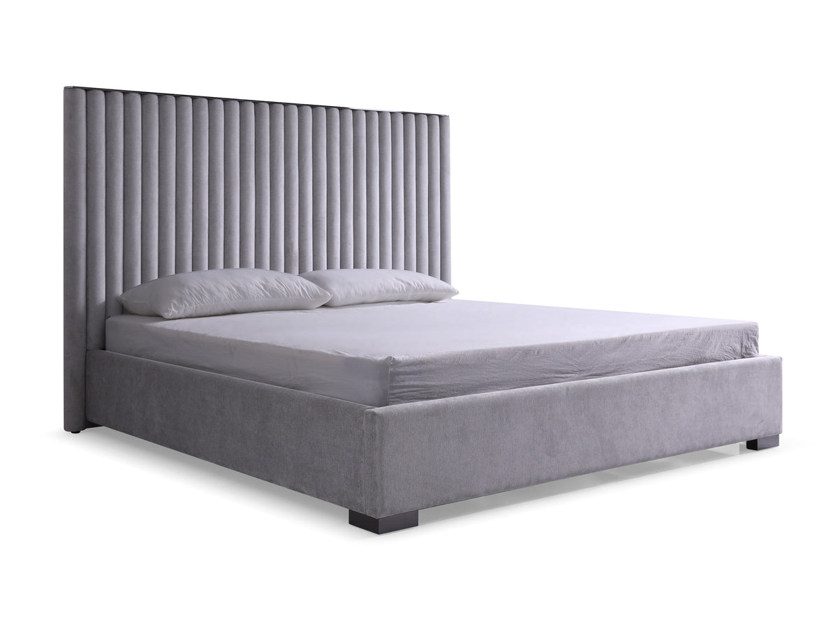 Splendor - Silver + Grey Velvet Upholstered King Platform Bed by VIG Furniture - View 5