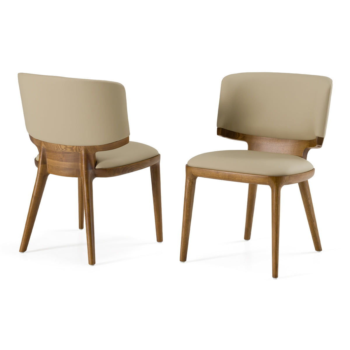 Stanley - Contemporary Beige Leatherette and Walnut Dining Chair (Set of 2) by VIG Furniture - View 6