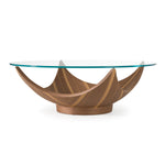Sunrise - Contemporary Glass + Walnut Round Coffee Table by VIG Furniture - View 1