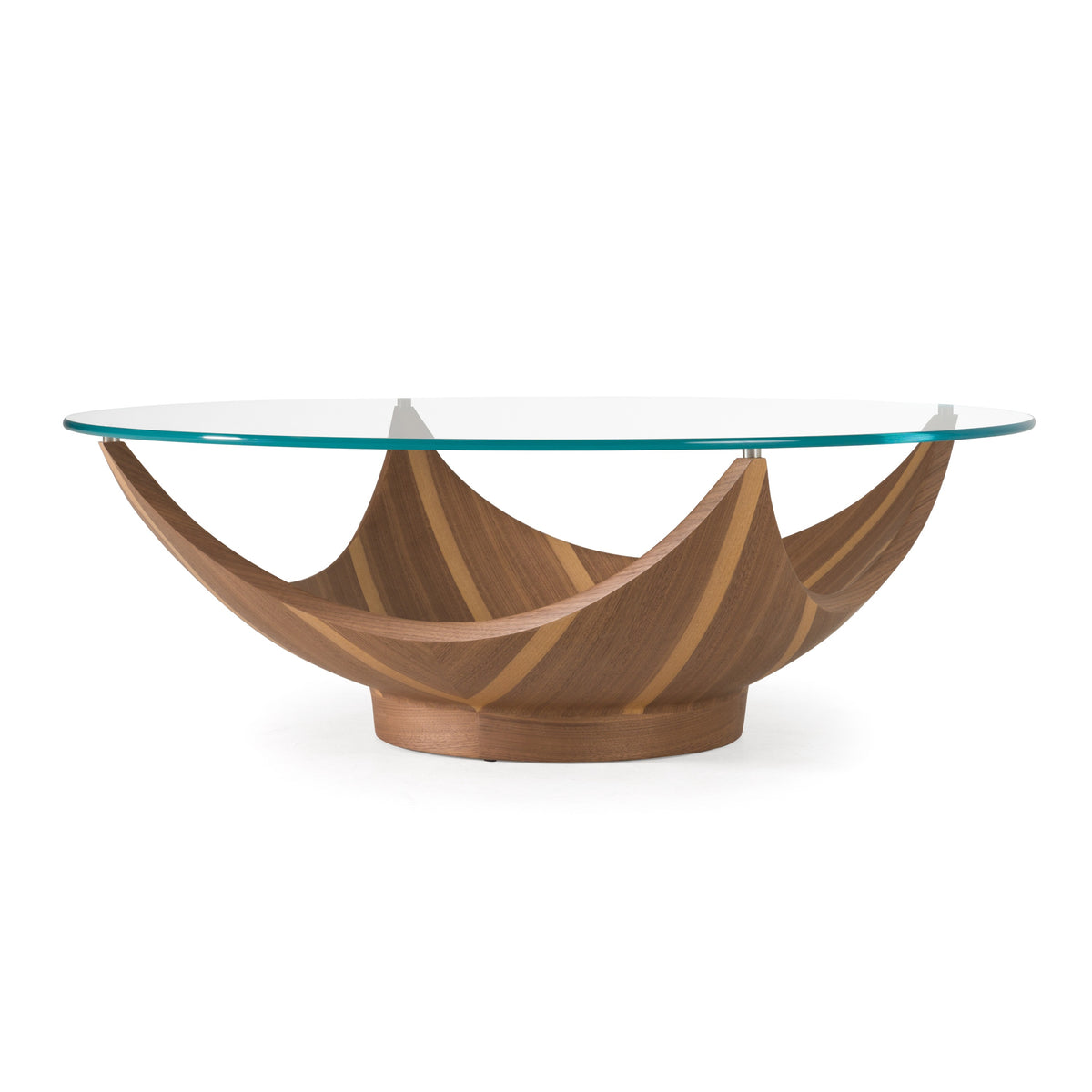 Sunrise - Contemporary Glass + Walnut Round Coffee Table by VIG Furniture - View 1