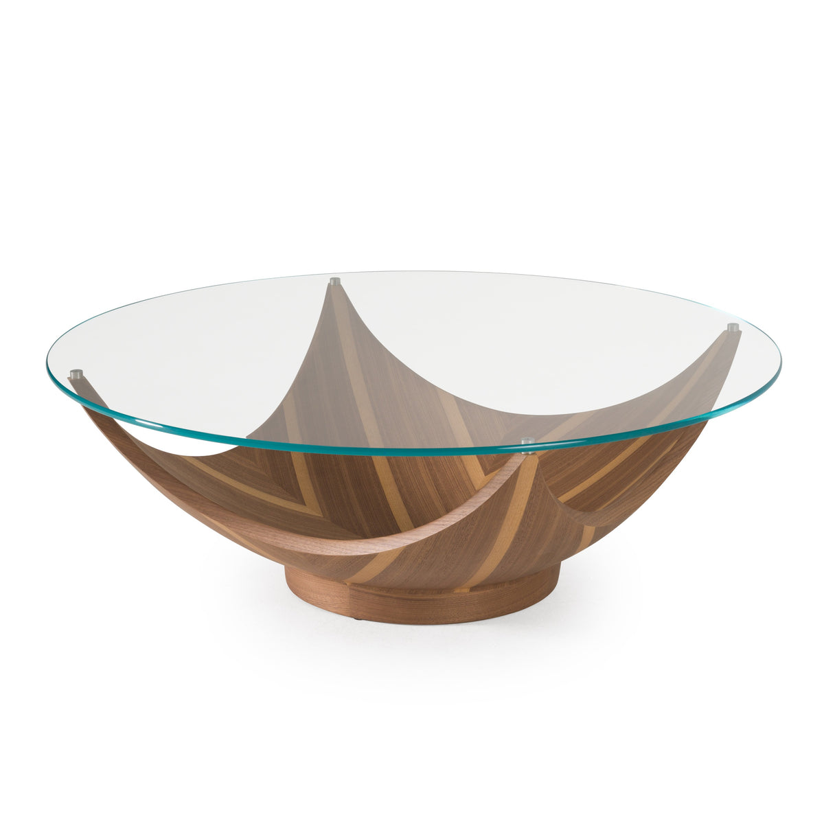 Sunrise - Contemporary Glass + Walnut Round Coffee Table by VIG Furniture - View 2