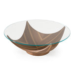 Sunrise - Contemporary Glass + Walnut Round Coffee Table by VIG Furniture - View 3