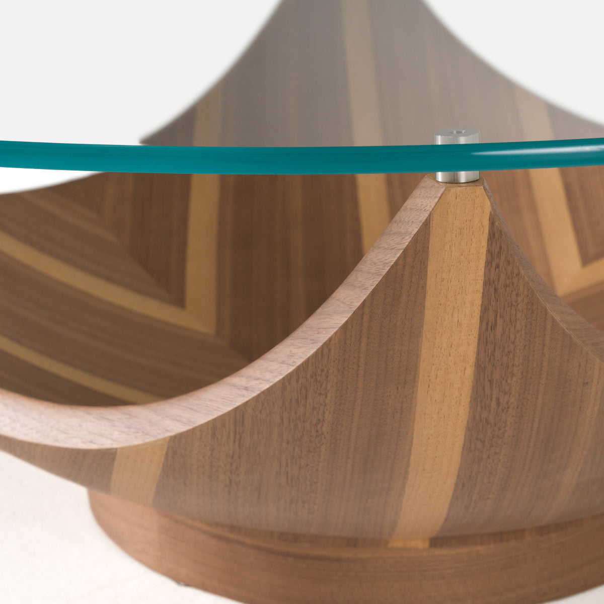 Sunrise - Contemporary Glass + Walnut Round Coffee Table by VIG Furniture - View 4