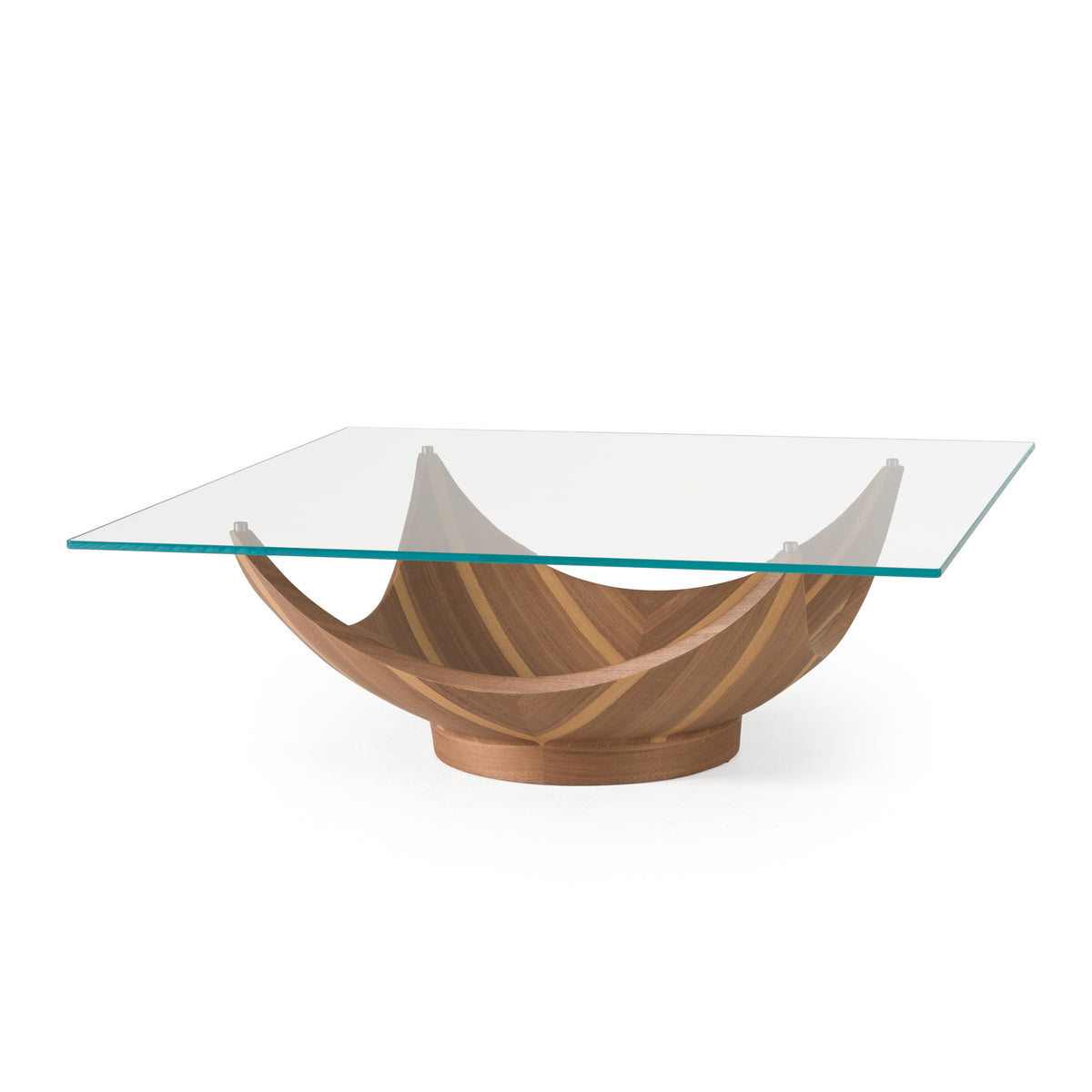 Sunrise - Contemporary Glass + Walnut Square Coffee Table by VIG Furniture - View 2