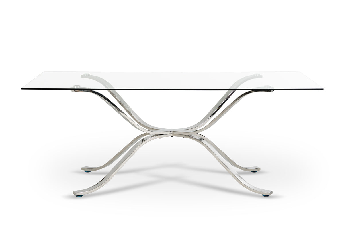 Adderley Modern Stainless Steel w/ Glass Top Dining Table by VIG Furniture - View 2