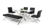 Adderley Modern Stainless Steel w/ Glass Top Dining Table by VIG Furniture - View 4