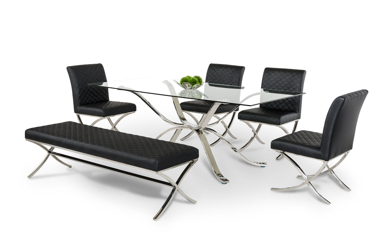 Adderley Modern Stainless Steel w/ Glass Top Dining Table by VIG Furniture - View 4