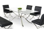 Adderley Modern Stainless Steel w/ Glass Top Dining Table by VIG Furniture - View 3