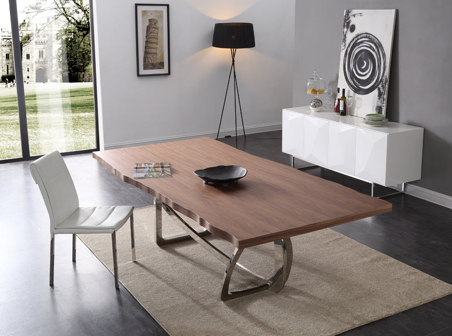 Addy Modern Walnut & Stainless Steel Dining Table by VIG Furniture - View 3